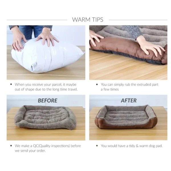 Large Pet Cat Dog Bed Square 2