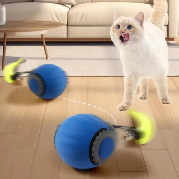 Cat Interactive Ball Toys Automatic Rolling Ball Faux Tail Rechargeable Smart Pet Electric Toy Dog Cat Training Imitate Mouse 3