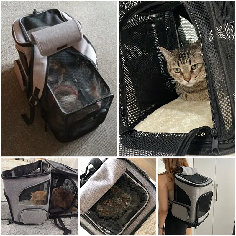Breathable Pet Cat Carrier Backpack Foldable Pet Carrier Transport Travel Bag Expandable Large Capacity Creative for Cats Dogs 6