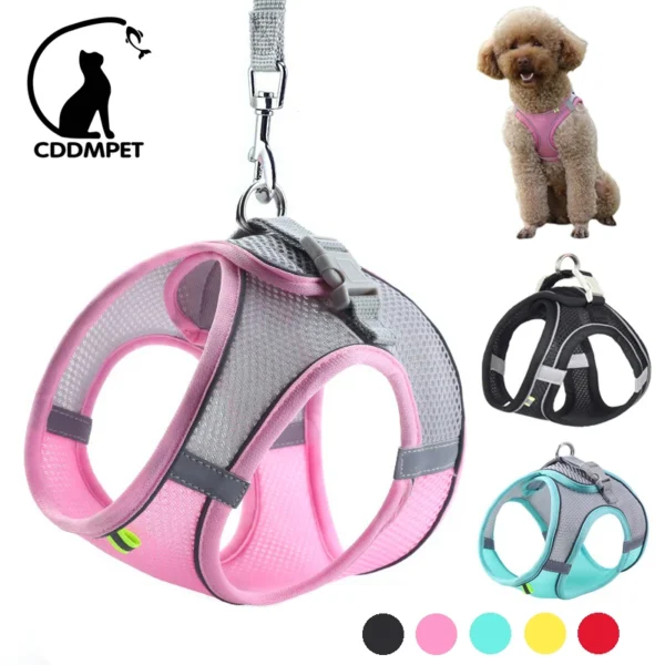 Dog Harness Leash Set for Small Dogs Adjustable Puppy Cat Harness Vest French Bulldog Chihuahua Pug Outdoor Walking Lead Leash 1