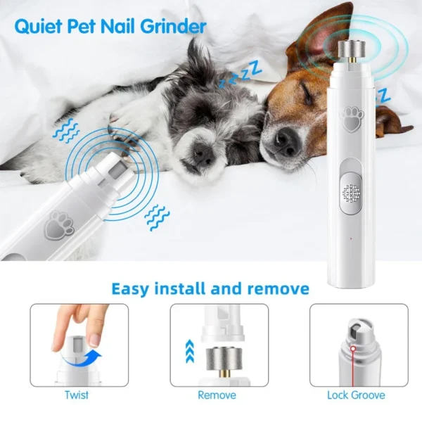Electric Dog Nail Grinder Pet Nail Clipper USB Rechargeable Pet Nail Trimmers Painless with Polisher Wheel for Small/Large Pets 5