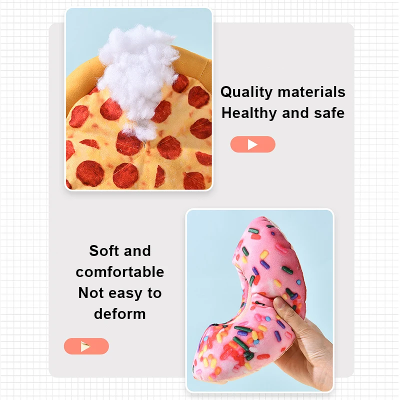 Plush Dog Toy Doughnut Pizza Shape Pet Squeaky Toys for Small Large Dogs Cleaning Teeth Puppy Chew Sound Toy Pet Supplies 5