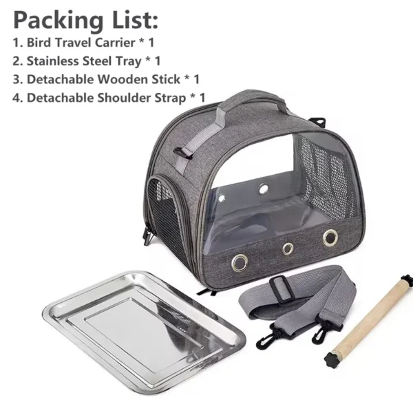 Bird Travel Carrier Portable Transport Bird Cage With Stainless Steel Tray Small Pet Multi-functional Parrot Bird Bag Outdoor 5