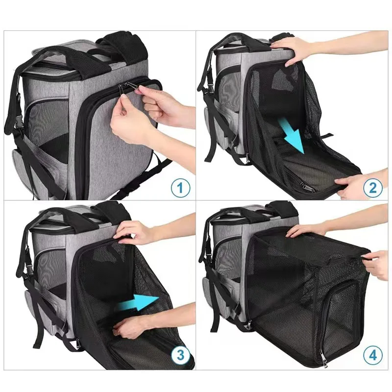 Breathable Pet Cat Carrier Backpack Foldable Pet Carrier Transport Travel Bag Expandable Large Capacity Creative for Cats Dogs 3