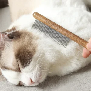 Cat Comb Stainless Steel Pet Hair Remover Wooden Handle Cat Hair Comb Pet Grooming Massage Dog Brush Cleaning Tool Pets Supplies 1
