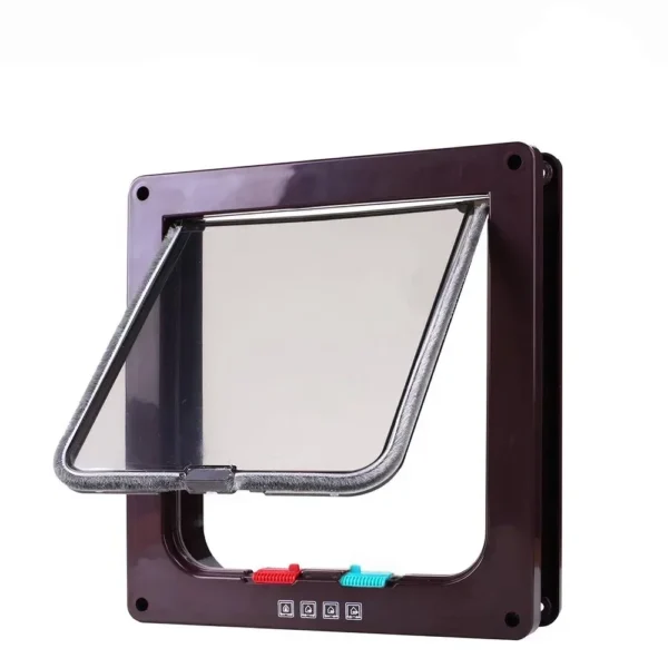 Dog Cat Flap Door with 4 Way Security Lock Flap Door for Dog Cats Kitten ABS Plastic Small Pet Gate Door Kit Cat Dogs Flap Doors 6
