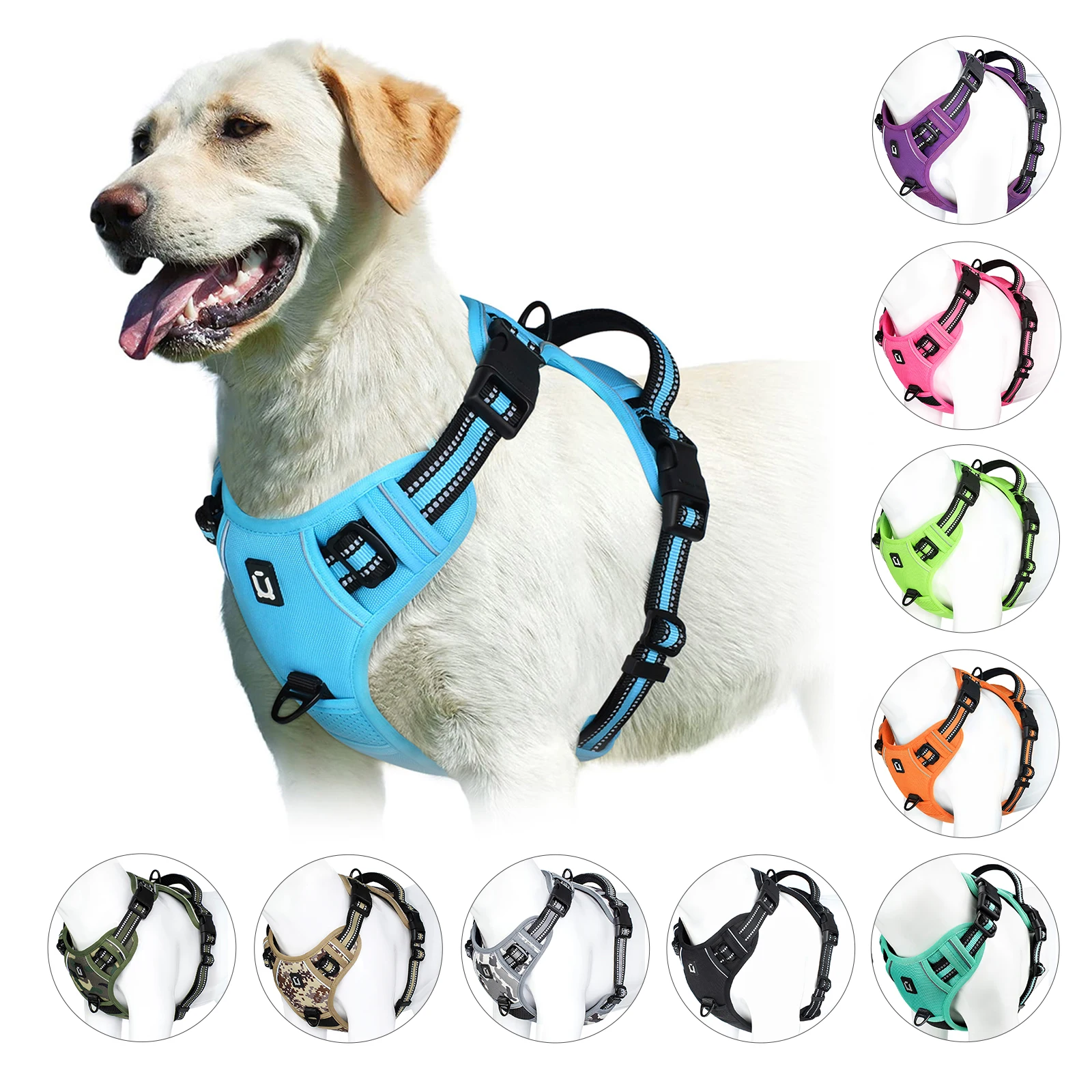 No Pull Dog Harness, Adjustable Soft Padded Pet Vest with Easy Control Handle 1