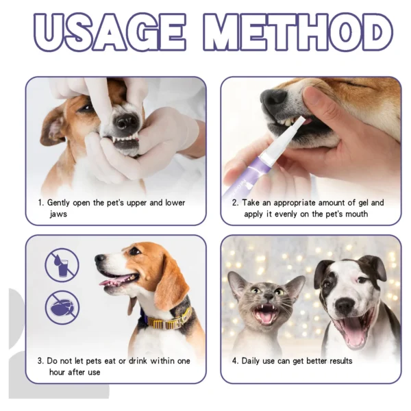 3ml Pet Oral Gel Cleaning Dog Cat Teeth, Bad Breath, For Tartar, No Need To Brush Teeth, Pet Breath Freshener Gel Care Cleaner 2