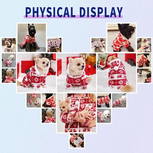 Dog Pajamas Warm Christmas Dog Coat Fleece Thermal Dog Clothes Winter Puppy Jumpsuits Overalls for Small Medium Dogs Cat Apparel 6