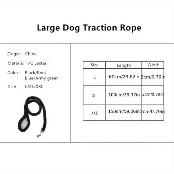 Dog leash for effective training and comfortable walking, strong and durable braid, suitable for large dogs, dog training leash 2