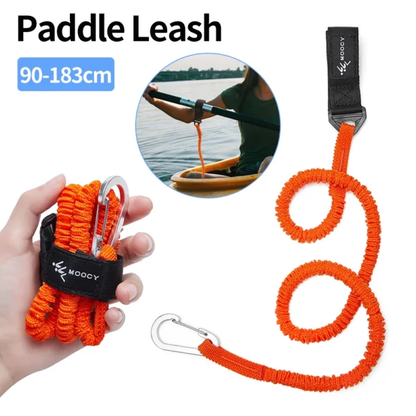 Elastic Kayak Paddle Leash Adjustable With Safety Hook Fishing Rod Pole Coiled Lanyard Cord Tie Rope Rowing Boat Accessories 1
