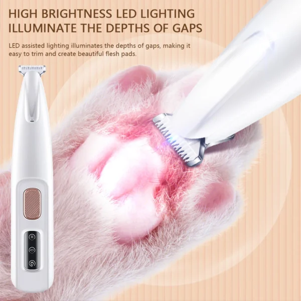 Portable Dog Paw Trimmer with Led Light Rechargeable Cordless Nail Grinder Shaver for Cats And Other Pets Nail Grooming Tools 3