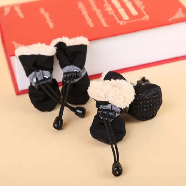 4pcs Antiskid Puppy Shoes Pet Protection Soft-soled Pet Shoes Winter Waterproof Prewalkers Soft Supplies Pet Paw Care Supplies 3