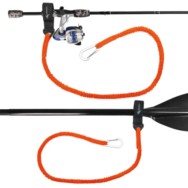 Elastic Kayak Paddle Leash Adjustable With Safety Hook Fishing Rod Pole Coiled Lanyard Cord Tie Rope Rowing Boat Accessories 3