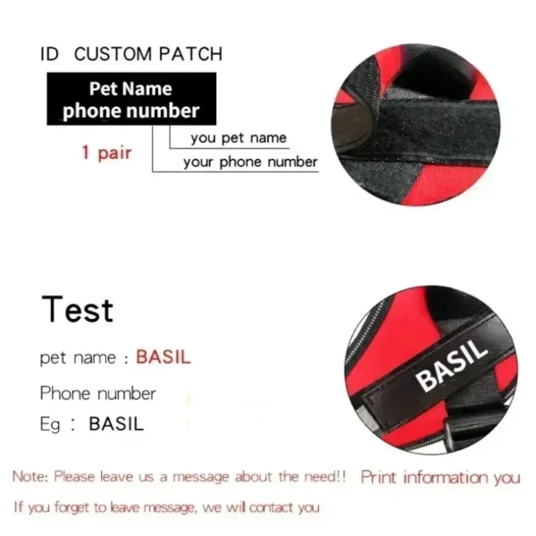Dropshipping Dog Harness ID Custom patch Reflective Breathable No Pull Pet Harness Vest Training Dog Accessories 3