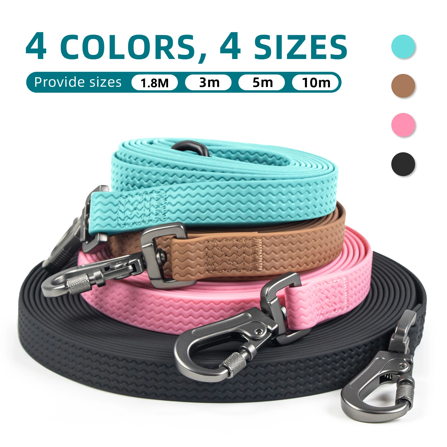 1.8M 3M 5M 10M PVC Dog Leash large dog Medium non-slip Waterproof and easy to clean running dog training Leash long strong 5