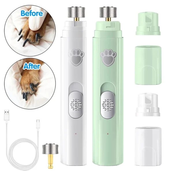Electric Dog Nail Grinder Pet Nail Clipper USB Rechargeable Pet Nail Trimmers Painless with Polisher Wheel for Small/Large Pets 3