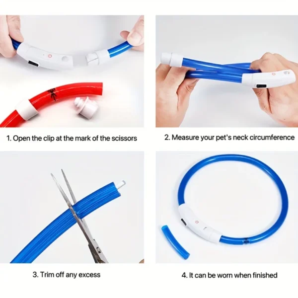 Pet Dog LED Light Collar Luminous Anti-Lost Dog Collar USB Rechargeable Dog Necklace Collar 5