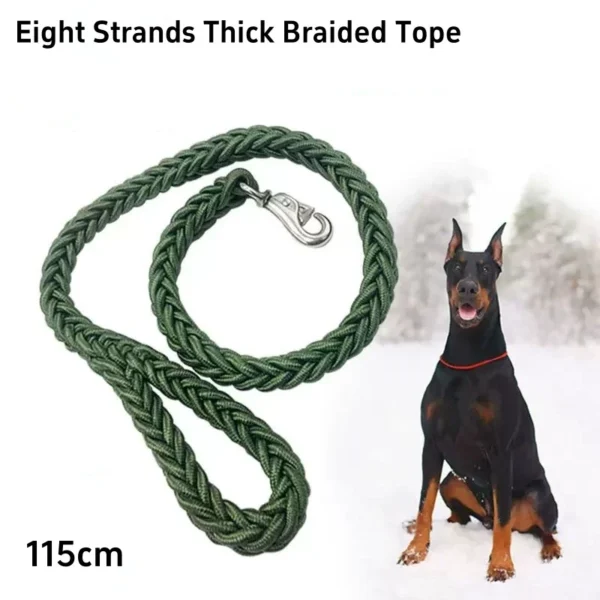 Large Dog Leash Nylon Braided Traction Rope Pet Walking Thick Hand Rope For Bulldog Rottweiler Hound Dogs Accessories 2
