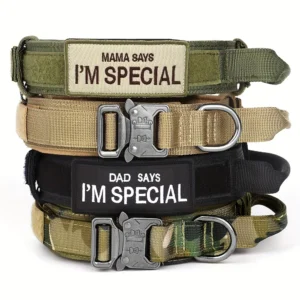 Heavy Duty Tactical Dog Collars with Handle Military Collar with Patch Outdoor Training and Walking for Medium and Large Dogs 1