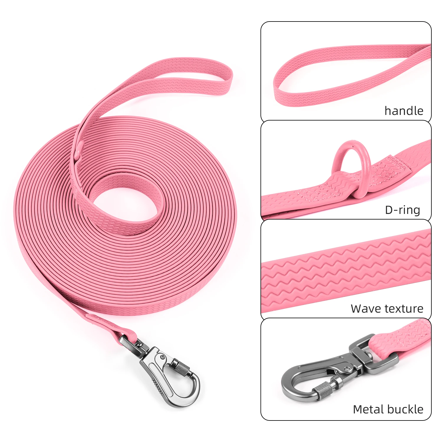 1.8M 3M 5M 10M PVC Dog Leash large dog Medium non-slip Waterproof and easy to clean running dog training Leash long strong 3