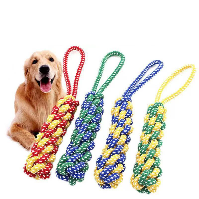 1PC Dog Toy Carrot Knot Rope Ball Cotton Rope Dumbbell Puppy Cleaning Teeth Chew Toy Durable Braided Bite Resistant Pet Supplies 4