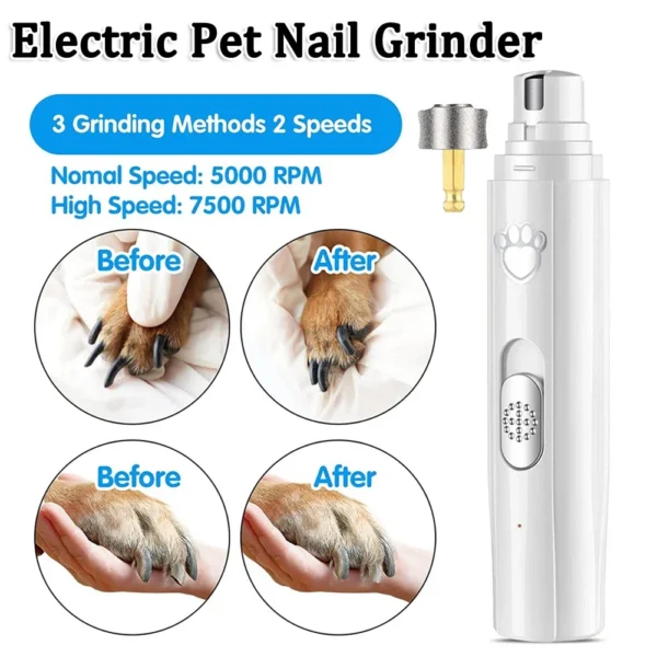 Electric Dog Nail Grinder Pet Nail Clipper USB Rechargeable Pet Nail Trimmers Painless with Polisher Wheel for Small/Large Pets 2