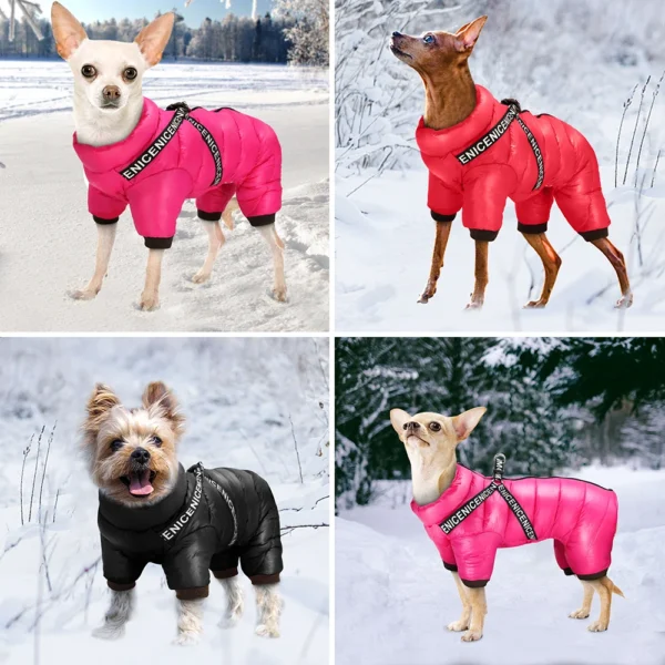 Winter Dog Clothes Super Warm Pet Dog Jacket Coat With Harness Waterproof Puppy Clothing Hoodies For Small Medium Dogs Outfit 5