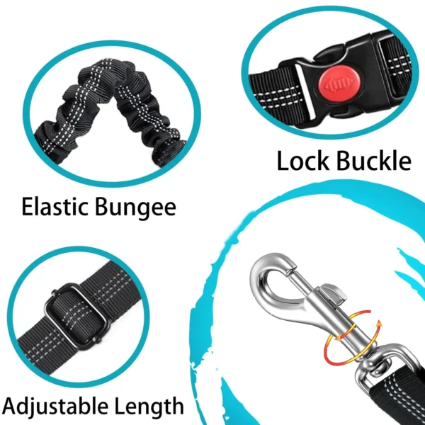 Adjustable And Heavy Duty Dog Car Seat Belt - Striped Nylon Large Dog Traction Rope for Car Rides 3