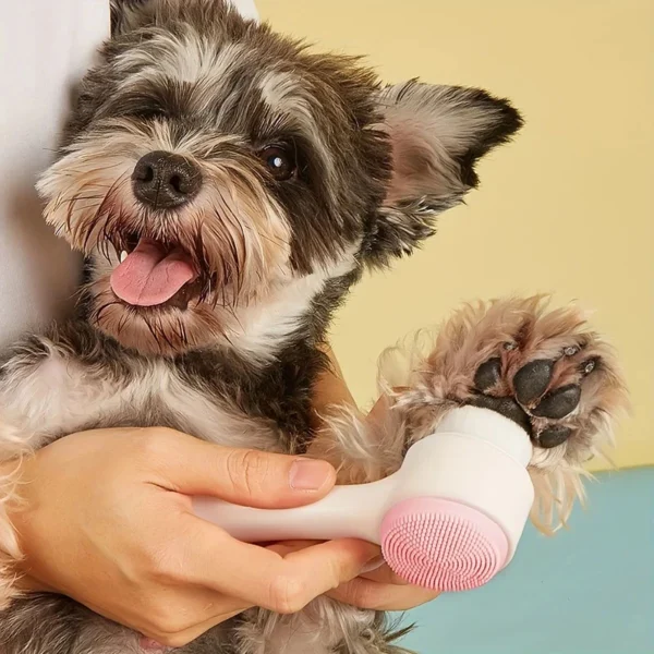 1pc- Silicone Pet Paw Cleaner & Massage Brush - Dual-Sided Dog Grooming Tool for Healthy Coats and Claws 2