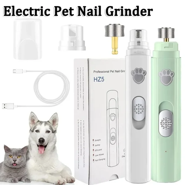 Electric Dog Nail Grinder Pet Nail Clipper USB Rechargeable Pet Nail Trimmers Painless with Polisher Wheel for Small/Large Pets 1