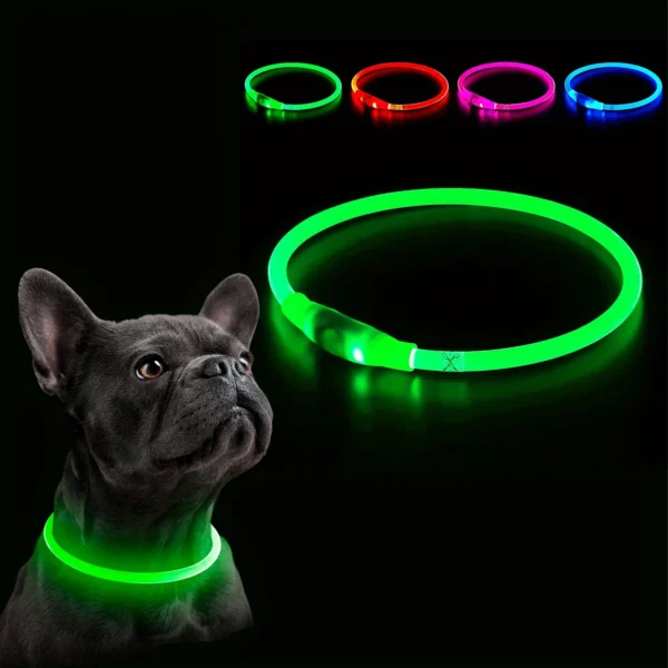 Pet Dog LED Light Collar Luminous Anti-Lost Dog Collar USB Rechargeable Dog Necklace Collar 6