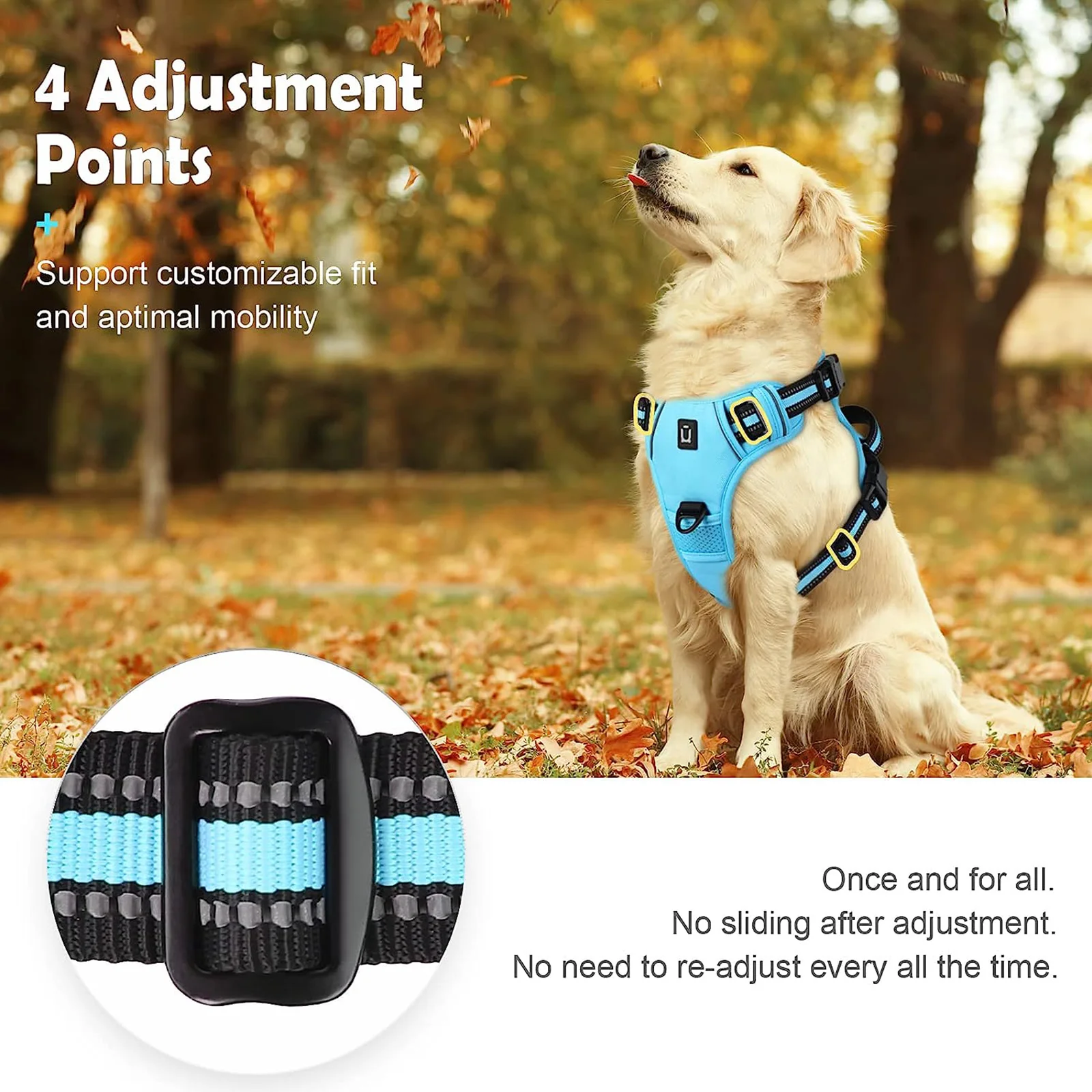 No Pull Dog Harness, Adjustable Soft Padded Pet Vest with Easy Control Handle 5