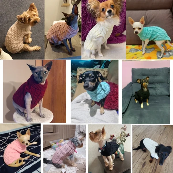 Puppy Dog Sweaters for Small Medium Dogs Cats Clothes Winter Warm Pet Turtleneck Chihuahua Vest Soft Yorkie Coat Teddy Jacket 2