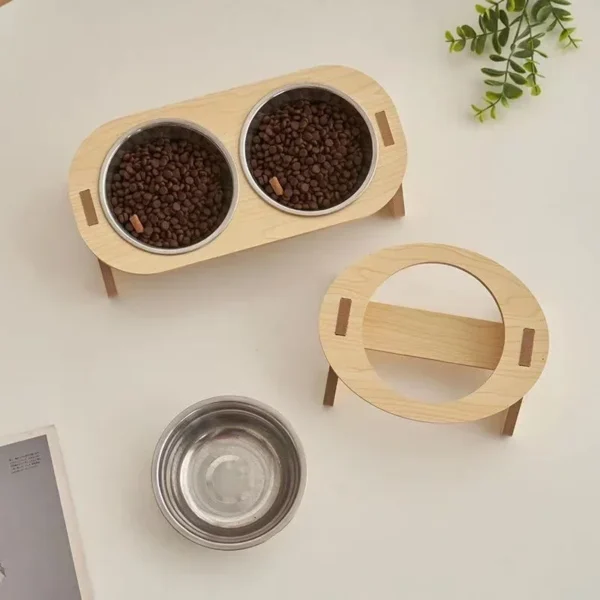 Double Food Bowl with Anti-Knockover Design 4