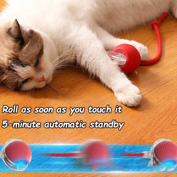 New Cat Interactive Ball Toy Automatic Rolling Ball Faux Tail Rechargeable Smart Pet Electric Toy Dog Cat Training Imitate Mouse 4