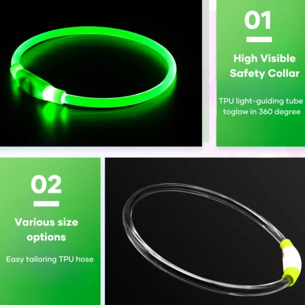 Pet Dog LED Light Collar Luminous Anti-Lost Dog Collar USB Rechargeable Dog Necklace Collar 4