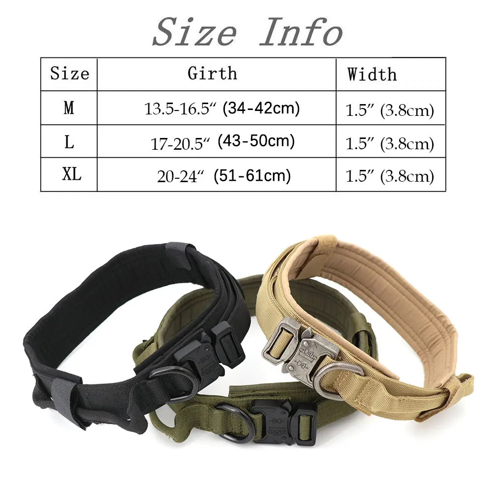 Heavy Duty Tactical Dog Collars with Handle Military Collar with Patch Outdoor Training and Walking for Medium and Large Dogs 6