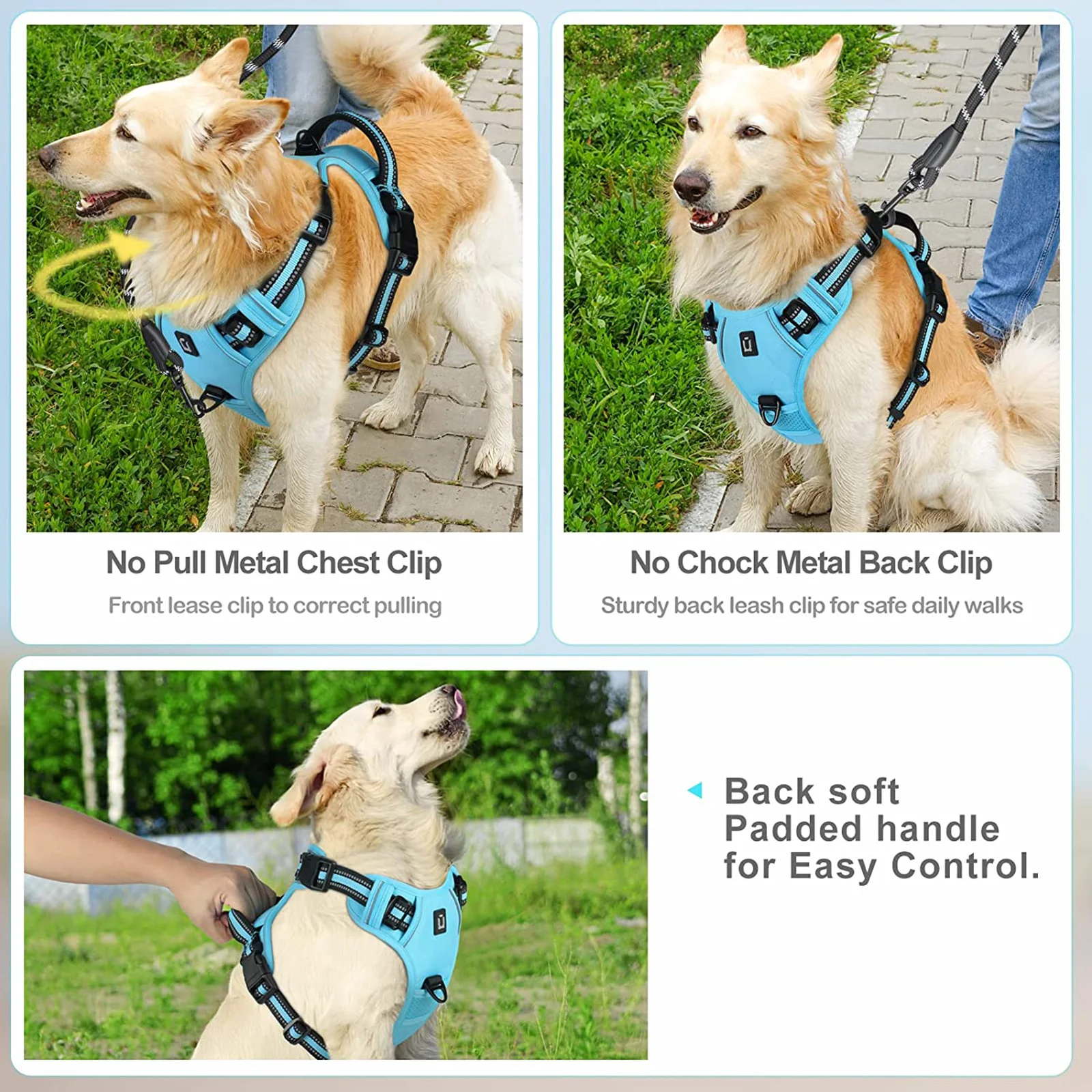 No Pull Dog Harness, Adjustable Soft Padded Pet Vest with Easy Control Handle 4
