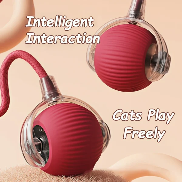 New Cat Interactive Ball Toy Automatic Rolling Ball Faux Tail Rechargeable Smart Pet Electric Toy Dog Cat Training Imitate Mouse 2