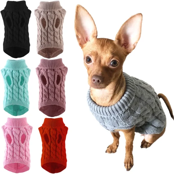 Puppy Dog Sweaters for Small Medium Dogs Cats Clothes Winter Warm Pet Turtleneck Chihuahua Vest Soft Yorkie Coat Teddy Jacket 1
