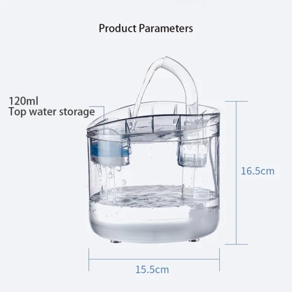 2L Cat and Dog Drinker, Activated Carbon Filter, USB Powered 4