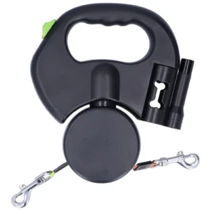 Retractable Pet Leash Automatic Retractable Pet Leash 1 Tow 2 Retractable Double Dog Leash with Flashlight and Bag Dispenser 1