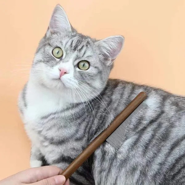 Cat Comb Stainless Steel Pet Hair Remover Wooden Handle Cat Hair Comb Pet Grooming Massage Dog Brush Cleaning Tool Pets Supplies 6